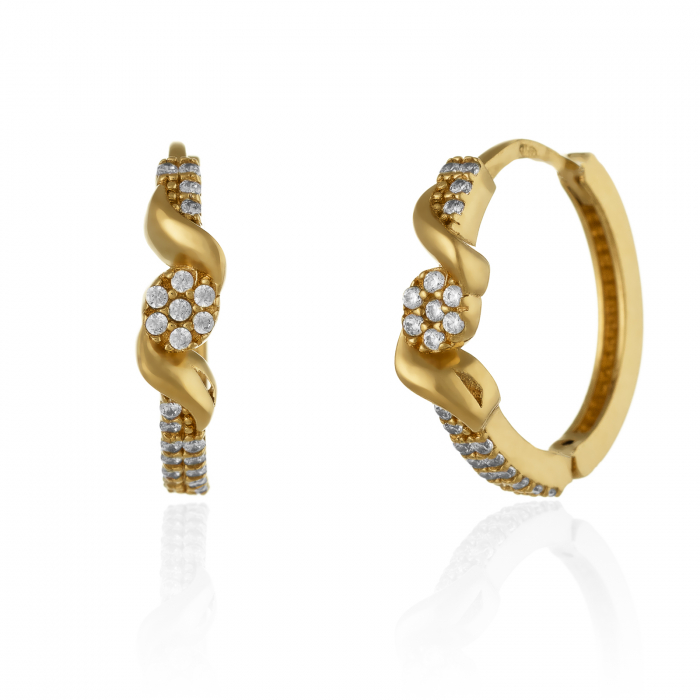 Cercei din aur 585/ 14 kt, Piatra: cubic zirconia, Culoare: transparenta [1]