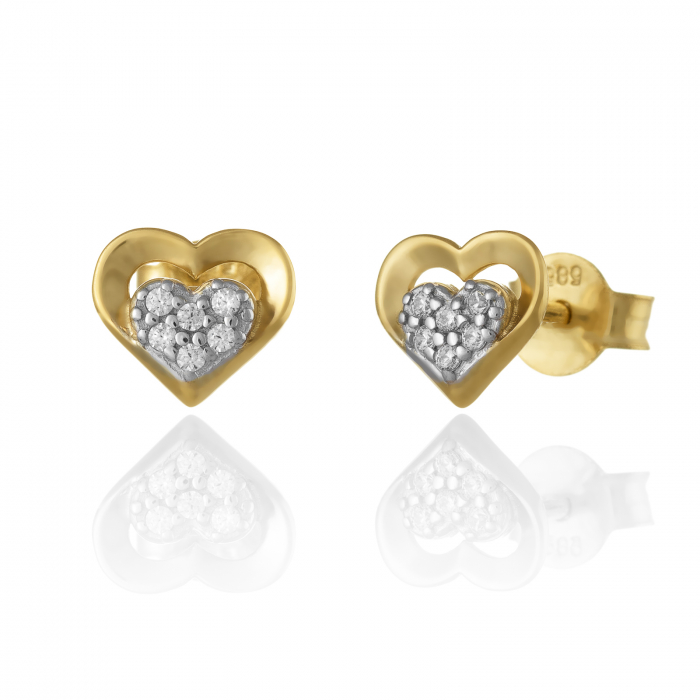 Cercei din aur 585/ 14 kt, Piatra: cubic zirconia, Culoare: transparenta [1]