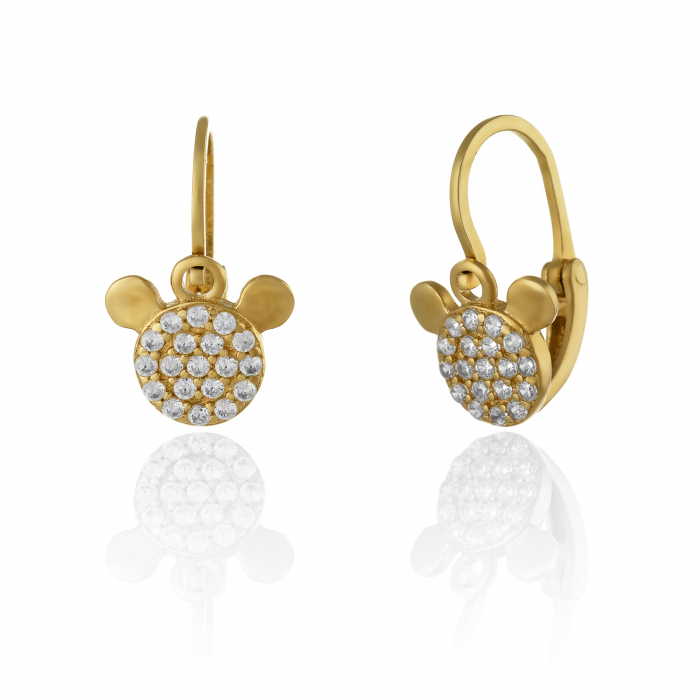 Cercei din aur 585/ 14 kt, Piatra: cubic zirconia, Culoare: transparenta [1]