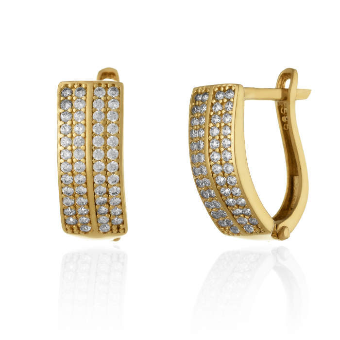 Cercei din aur 585/ 14 kt, Piatra: cubic zirconia, Culoare: transparenta [1]