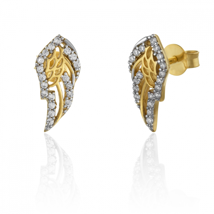 Cercei din aur 585/ 14 kt, Piatra: cubic zirconia, Culoare: transparenta [1]