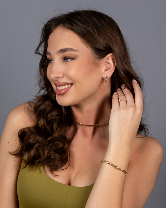Cercei din aur 585/ 14 kt, Piatra: cubic zirconia, Culoare: transparenta [3]