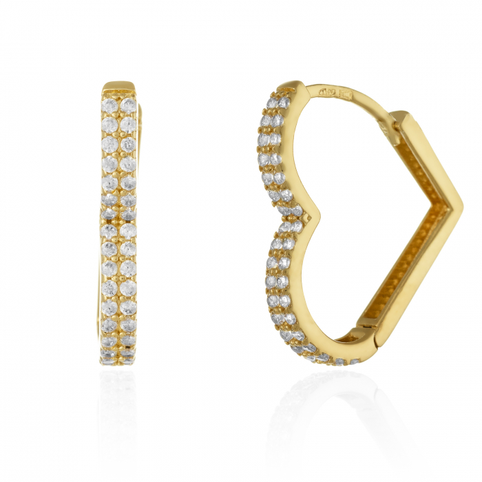 Cercei din aur 585/ 14 kt, Piatra: cubic zirconia, Culoare: transparenta [1]