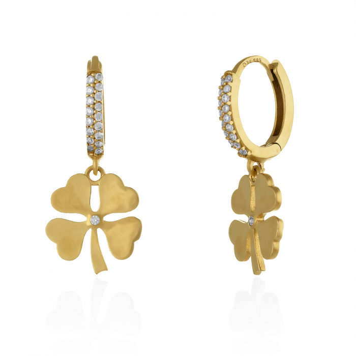 Cercei din aur 585/ 14 kt, Piatra: cubic zirconia, Culoare: transparenta [1]