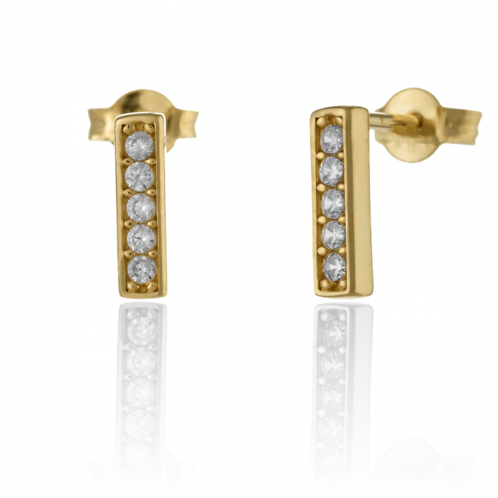 Cercei din aur 585/ 14 kt, Piatra: cubic zirconia, Culoare: transparenta [1]
