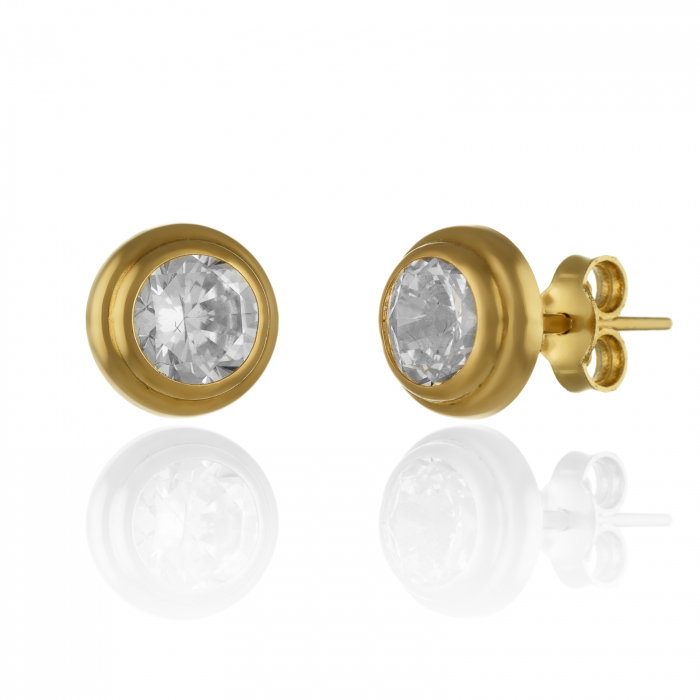 Cercei din aur 585/ 14 kt, Piatra: zirconia fatetata, Culoare: transparenta [1]