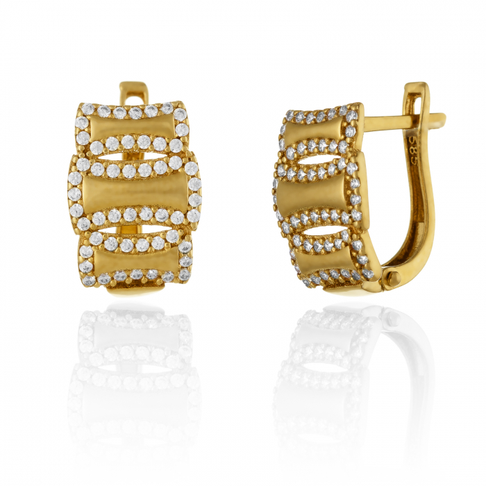 Cercei din aur 585/ 14 kt, Piatra: cubic zirconia, Culoare: transparenta [1]