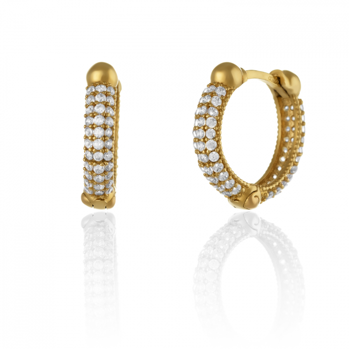 Cercei din aur 585/ 14 kt, Piatra: cubic zirconia, Culoare: transparenta [1]