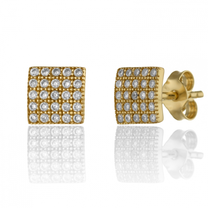 Cercei din aur 585/ 14 kt, Piatra: cubic zirconia, Culoare: transparenta [1]