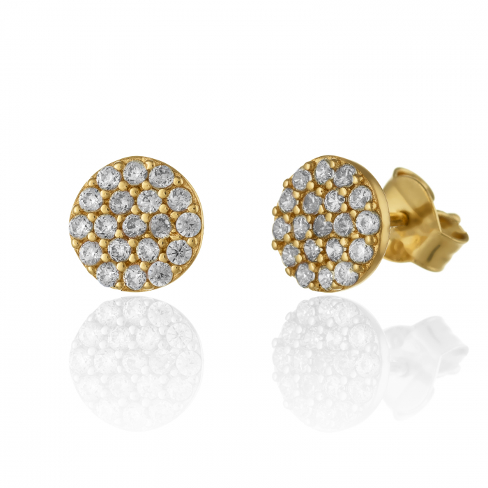 Cercei din aur 585/ 14 kt, Piatra: cubic zirconia, Culoare: transparenta [1]