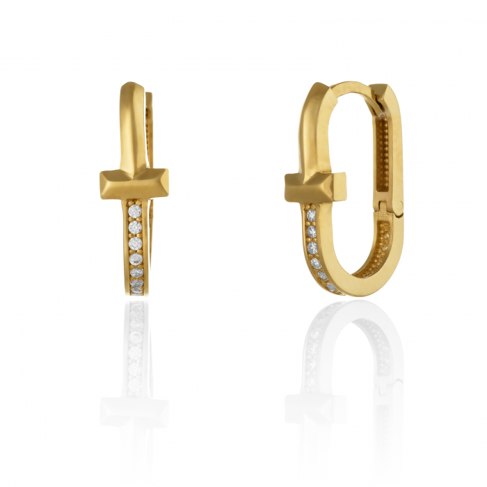 Cercei din aur 585/ 14 kt, Piatra: cubic zirconia, Culoare: transparenta [1]