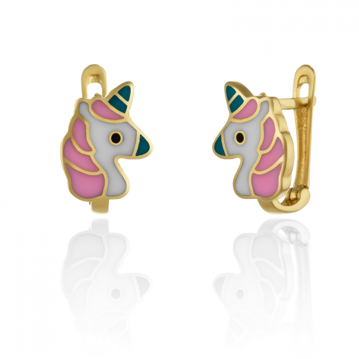 Cercei din aur 585/ 14 kt, Piatra: email, Culoare: multicolor [1]