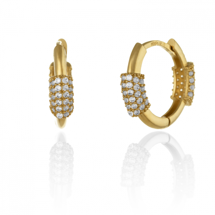 Cercei tip "creole" din aur 585/ 14 kt, Piatra: cubic zirconia, Culoare: transparenta [1]