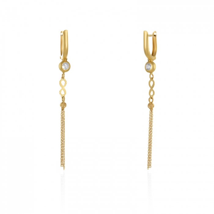 Cercei din aur 585/ 14 kt, Piatra: zirconia fatetata, Culoare: transparenta [1]