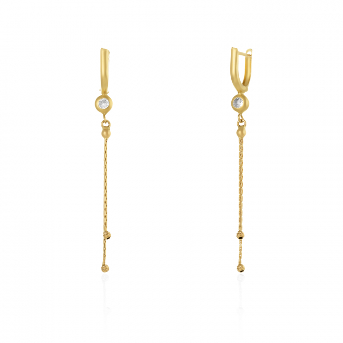 Cercei din aur 585/ 14 kt, Piatra: zirconia fatetata, Culoare: transparenta [1]