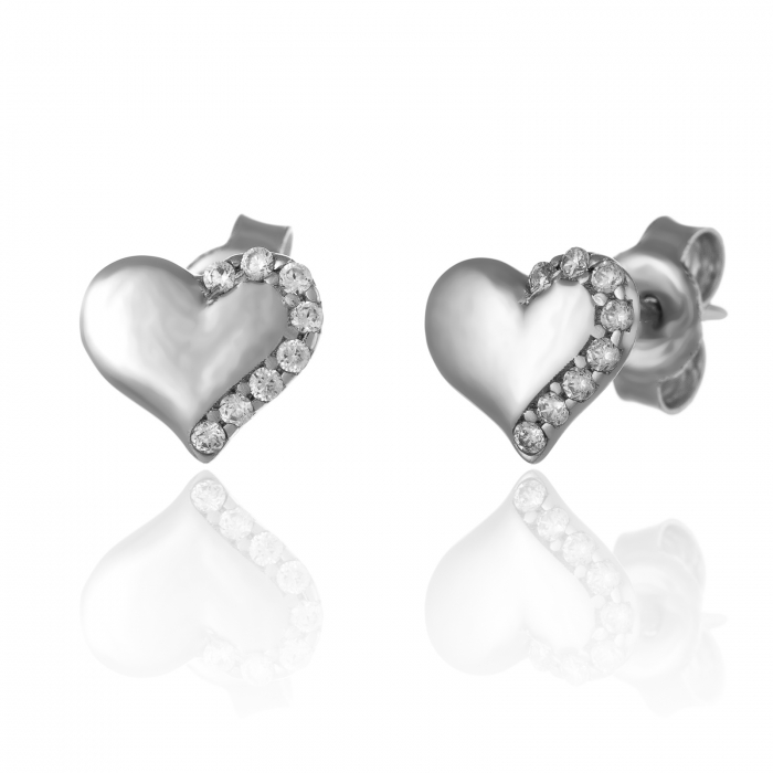 Cercei din aur alb 585/ 14 kt, Piatra: cubic zirconia, Culoare: transparenta [1]
