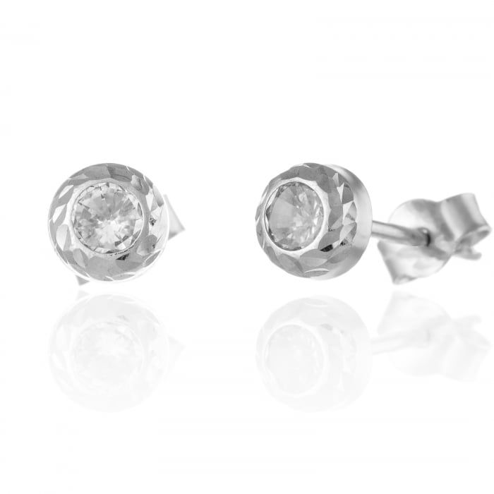 Cercei din aur alb 585/ 14 kt, Piatra: zirconia fatetata, Culoare: transparenta [1]