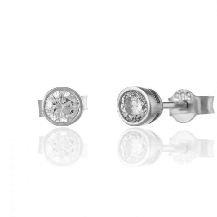 Cercei din aur alb 585/ 14 kt, Piatra: zirconia fatetata, Culoare: transparenta [1]