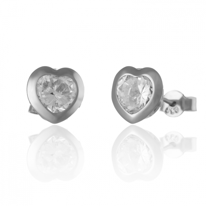Cercei din aur alb 585/ 14 kt, Piatra: zirconia fatetata, Culoare: transparenta [1]