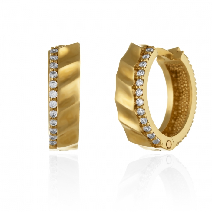 Cercei tip "creole" din aur 585/ 14 kt, Piatra: cubic zirconia, Culoare: transparenta [1]