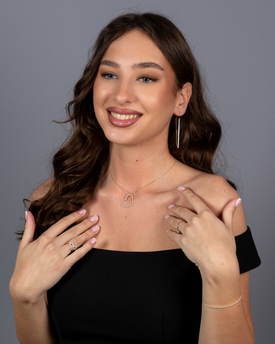 Cercei tip "Tennis" din aur 585/ 14 kt, Piatra: cubic zirconia, Culoare: transparent [2]