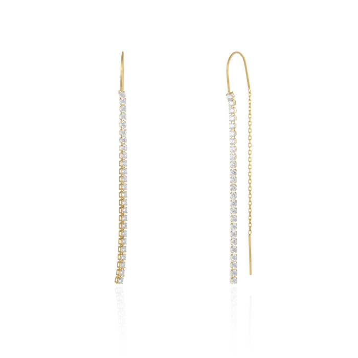 Cercei tip "Tennis" din aur 585/ 14 kt, Piatra: cubic zirconia, Culoare: transparenta [1]