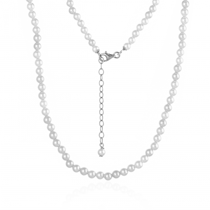 Colier din perle  de laborator cu inchizatoare din argint 925, rodiat ,Piatra : perla de laborator  , Culoare : alb, Sonis Silver [2]