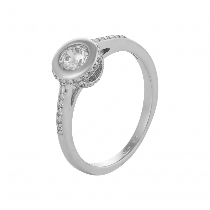 Inel din argint 925 rodiat, Piatra: zirconia fatetata si cubic zirconia, Culoare: transparenta, [1]