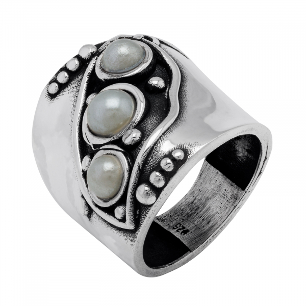 Inel din argint 925, Piatra: perle de cultura, Latime banda inelara: 8mm/ 26mm, Culoare: alb, Cod:9110i2 [1]