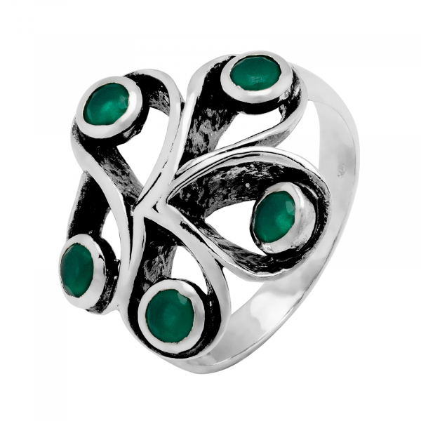 Inel din argint 925, Piatra: smarald, Latime banda inelara: 2mm/ 19mm, Culoare: verde, Cod:949#9i3 [1]
