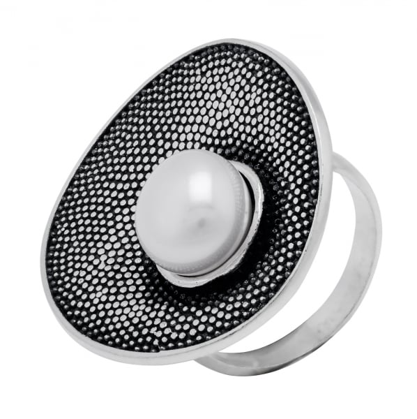 Inel din argint 925, Piatra: perla de cultura, Latime banda inelara: 2mm/ 26mm, Culoare: alb, Cod:989#9i1 [1]