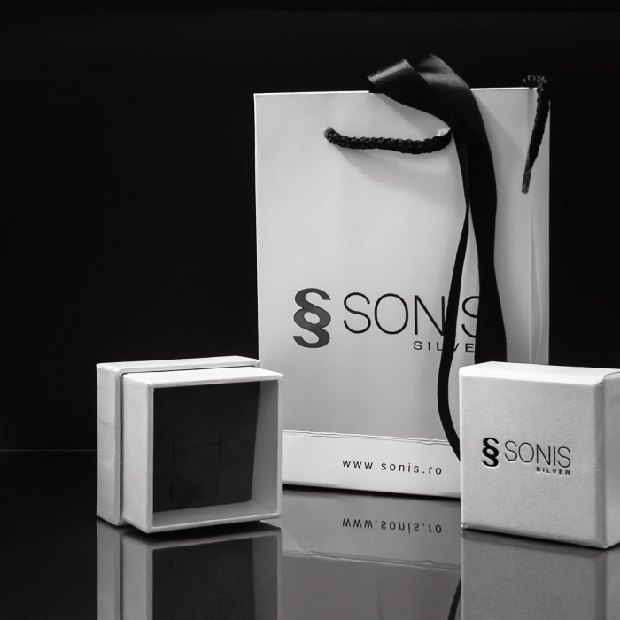 Inel din argint 925 rodiat, Piatra: zirconia fatetata si email Culoare: transparent, negru, Sonis Silver [2]