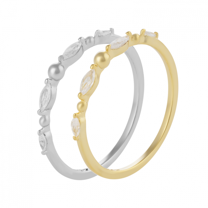 Inel din argint 925 , placat cu aur de 14 kt, Piatra : zirconia fatetata , Culoare : transparenta , [2]