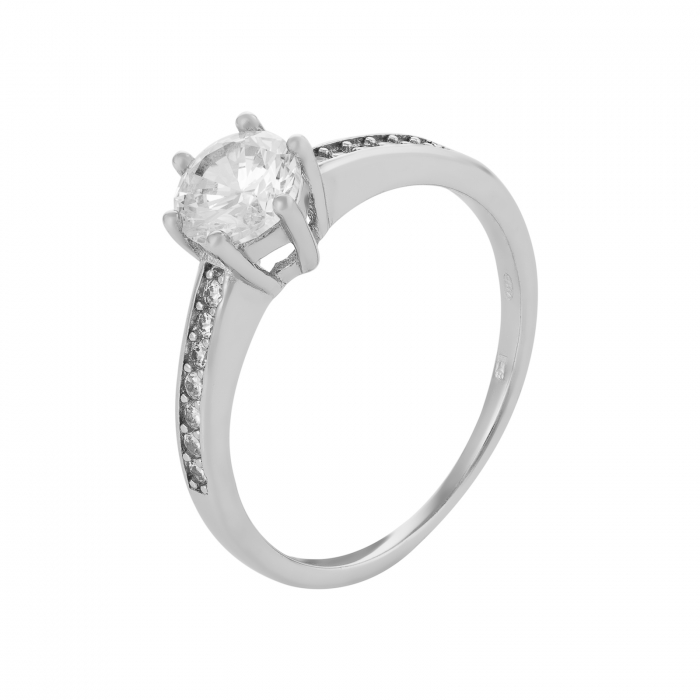 Inel din argint 925 rodiat, Piatra: zirconia fatetata si cubic zirconia ,Culoare : transparenta , Sonis Silver [1]
