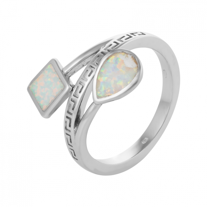 Inel din argint 925 rodiat, Piatra: opal de laborator, Culoare: alb cu insertii, Sonis Silver [1]