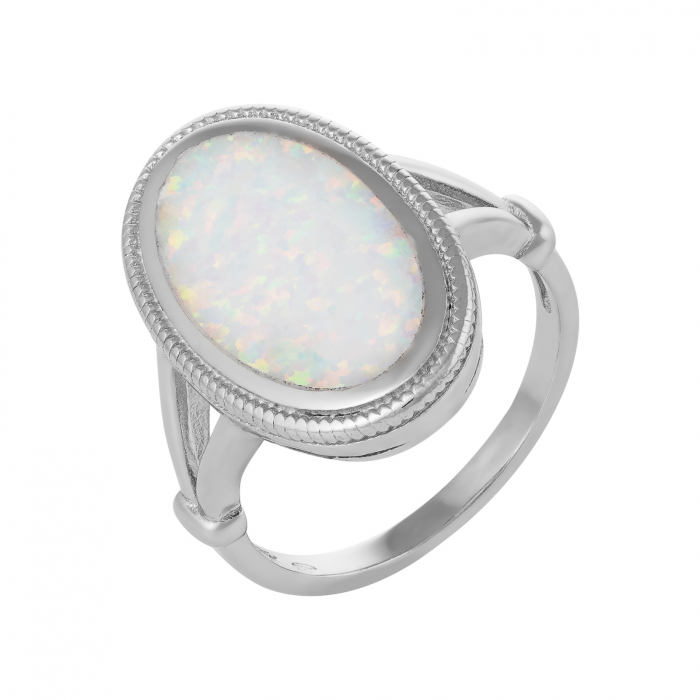 Inel din argint 925 rodiat, Piatra: opal de laborator , Culoare: alb cu insertii, Sonis Silver [1]