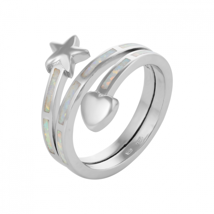 Inel din argint 925 rodiat, Piatra: opal de laborator , Culoare: alb cu insertii, Sonis Silver [1]