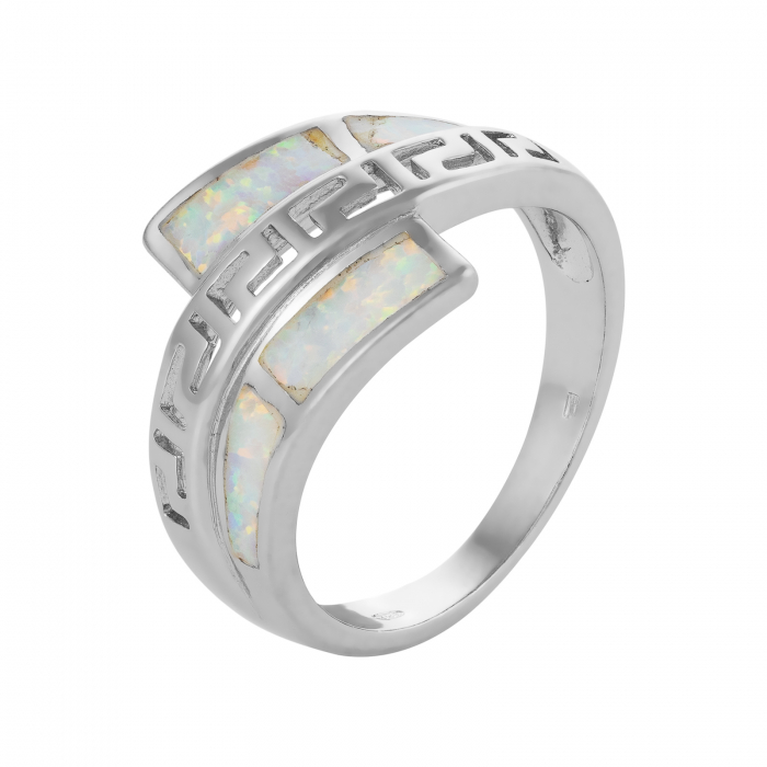 Inel din argint 925 rodiat, Piatra: opal de laborator, Culoare: alb cu insertii, Sonis Silver [1]