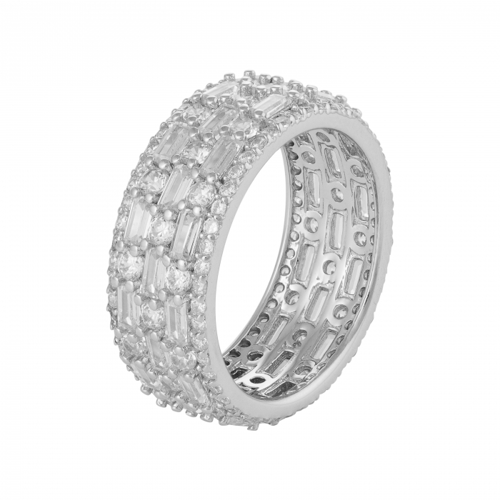 Inel din argint 925 rodiat , Piatra : zirconia fatetata si cubic zirconia, Culoare : transparenta ,  Sonis Silver [1]