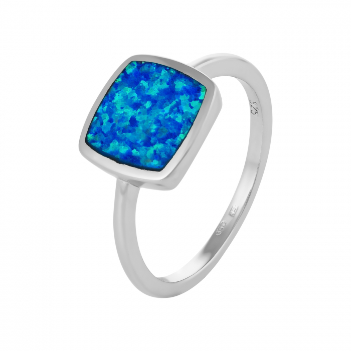 Inel din argint 925 rodiat,Piatra : opal de laborator , Culoare : albastru, Sonis Silver [1]