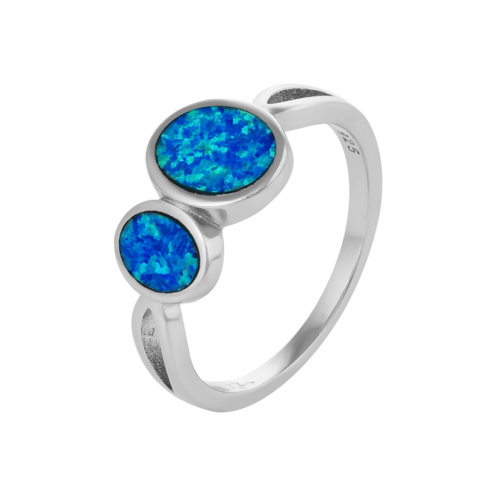 Inel din argint 925 rodiat, Piatra: opal de laborator ,Culoare: albastru, Sonis Silver [1]