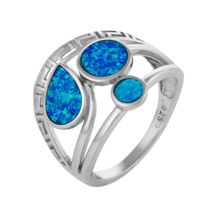 Inel din argint 925 rodiat, Piatra: opal de laborator, Culoare: albastru , Sonis Silver [1]