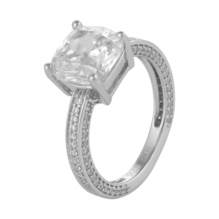 Inel din argint 925 rodiat, Piatra: zirconia fatetata si cubic zirconia , Culoare : transparenta , Sonis Silver [1]