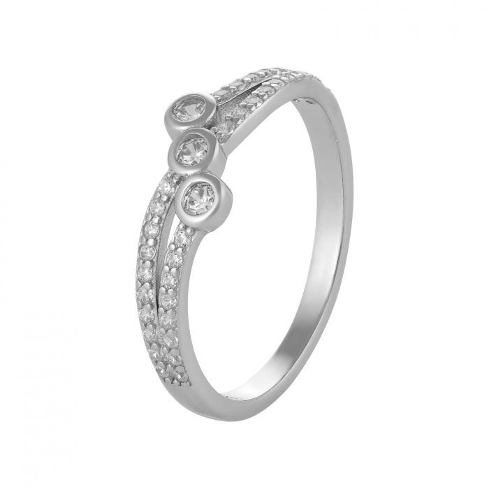 Inel din argint 925 rodiat, Piatra: zirconia fatetata si cubic zirconia , Culoare : transparenta , Sonis Silver [1]
