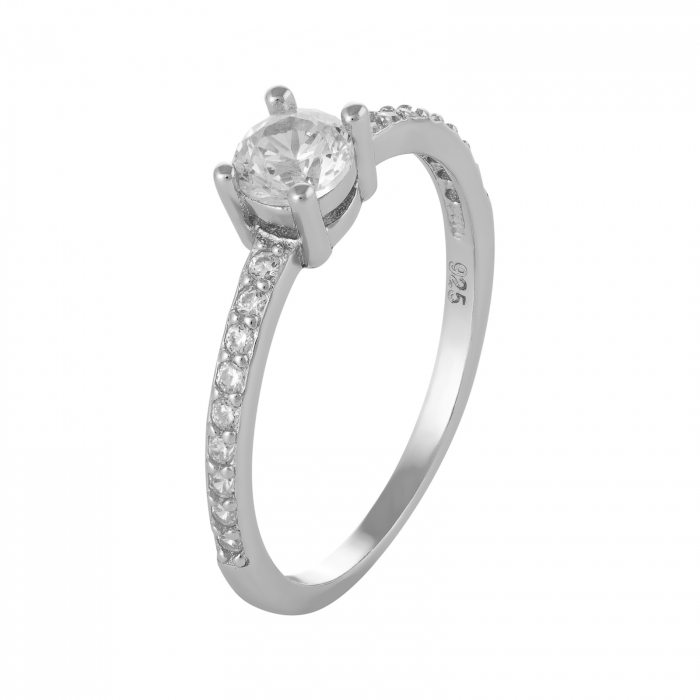 Inel din argint 925 rodiat, Piatra: zirconia fatetata si cubic zirconia , Culoare : transparenta , Sonis Silver [1]