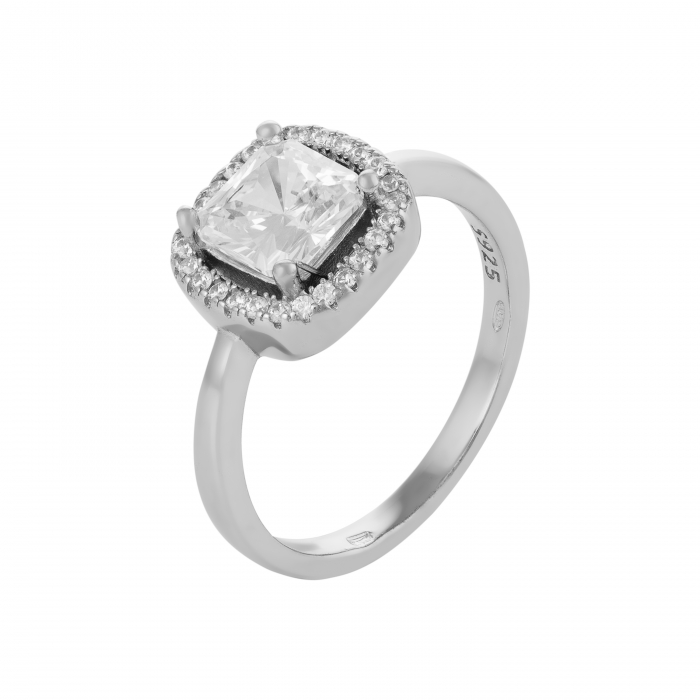 Inel din argint 925 rodiat,Piatra : zirconia fatetata si cubic zirconia, Culoare : transparenta , Sonis Silver [1]