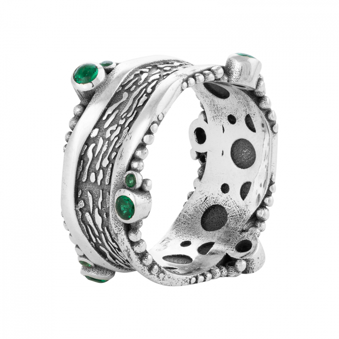 Inel din argint 925 vintage, Piatra: zirconia fatetata, Culoare: verde, Sonis Silver [1]