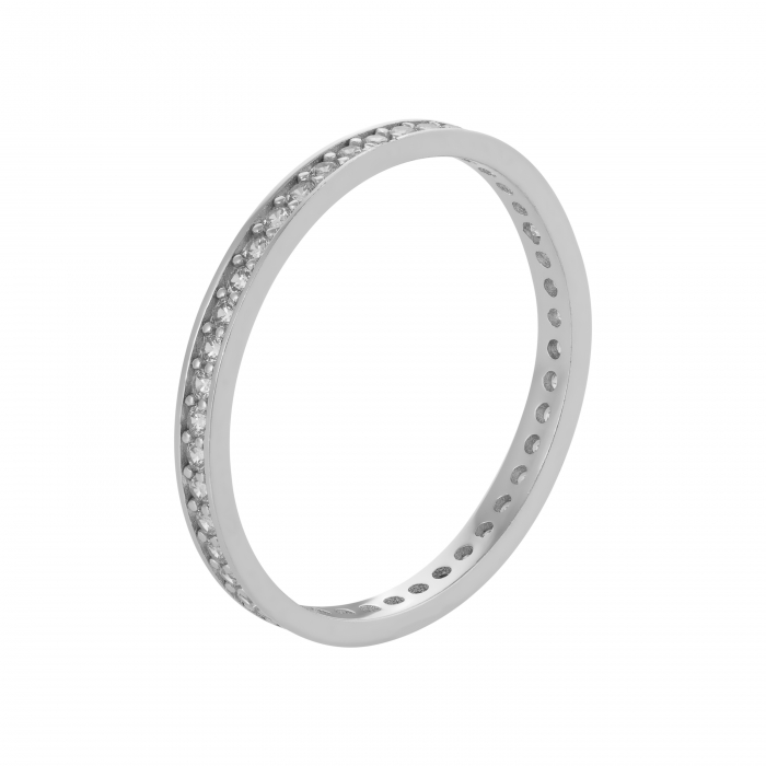 Inel din aur alb 585/ 14 kt, Piatra: cubic zirconia, Culoare: transparenta [1]