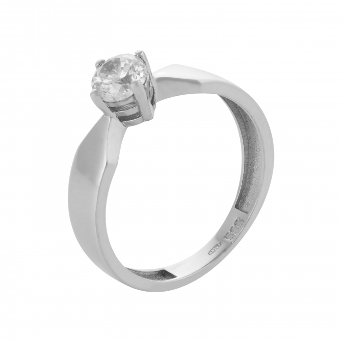 Inel din aur alb 585/ 14 kt, Piatra: zirconia fatetata, Culoare: transparenta [1]