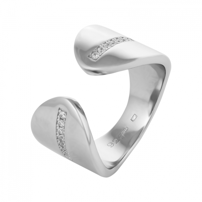 Inel usor reglabil, din argint 925 rodiat, Piatra: cubic zirconia, Culoare: transparenta, Sonis Silver [1]